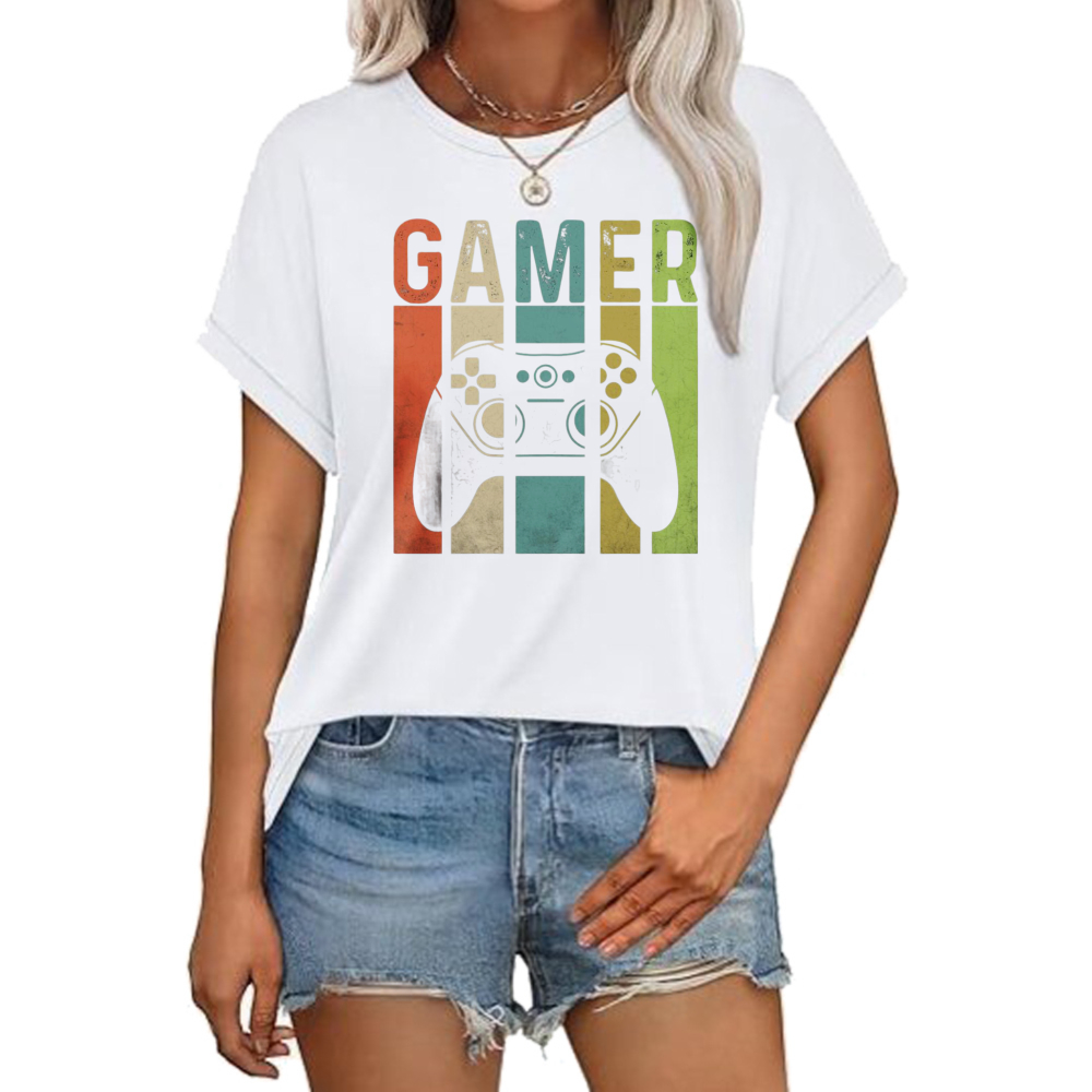 Women Fashion Video - Kaos Gamer Pengendali Video Game Retro,