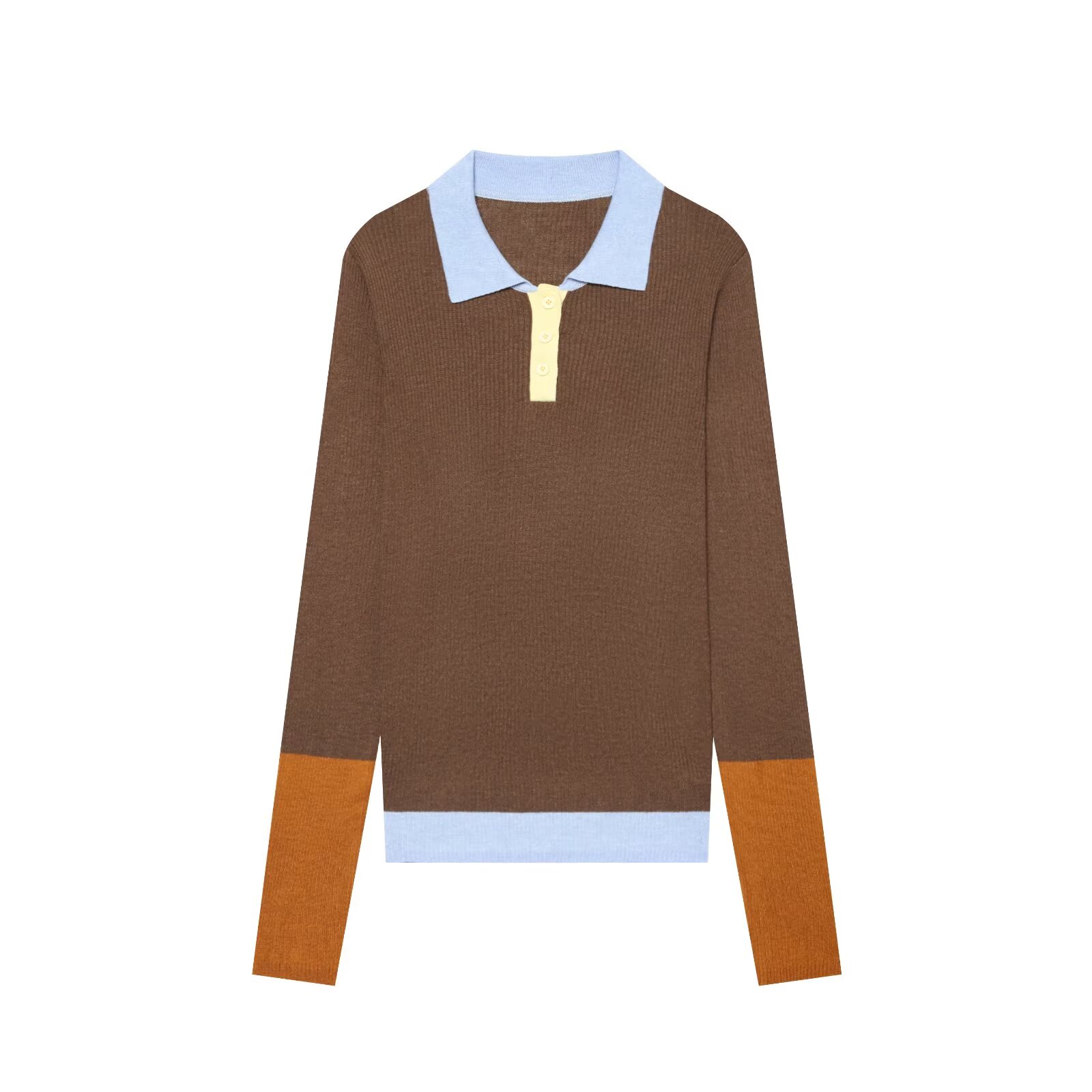 Women'S Fashion Tops - Atasan Rajut Warna Kontras dengan Model