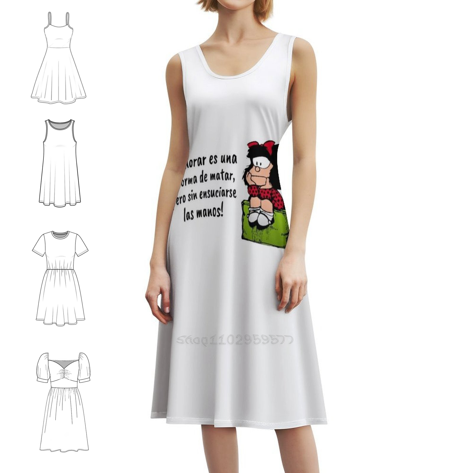 Women Fashion Gown - Kutipan Bahasa Spanyol Dan Komik Mafalda