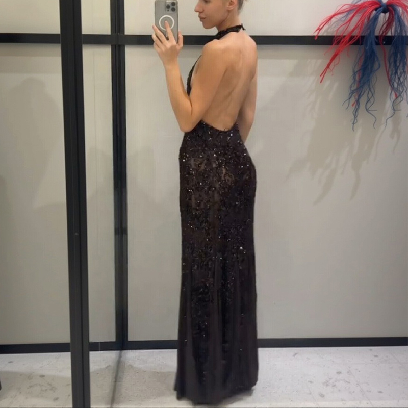 Gaun Panjang Halter Berkilau P - Women Fashion Gown ulasan dan harga