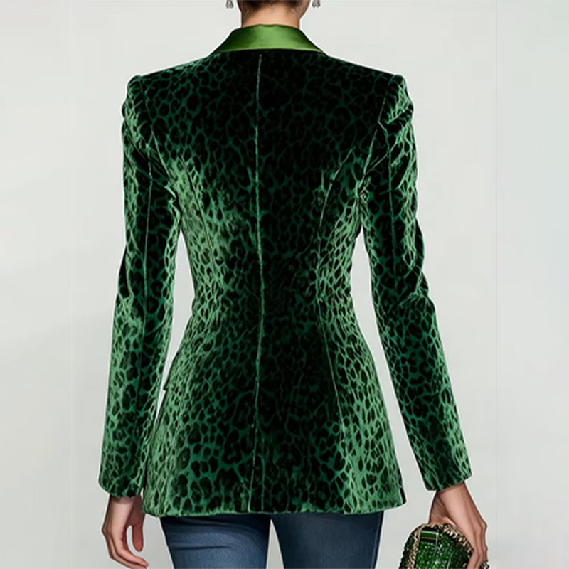 Blazer Beludru Slim Motif Leop - Velvet Blazer Women ulasan dan harga