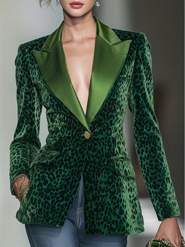 Blazer Beludru Slim Motif Leop - Velvet Blazer Women ulasan dan harga