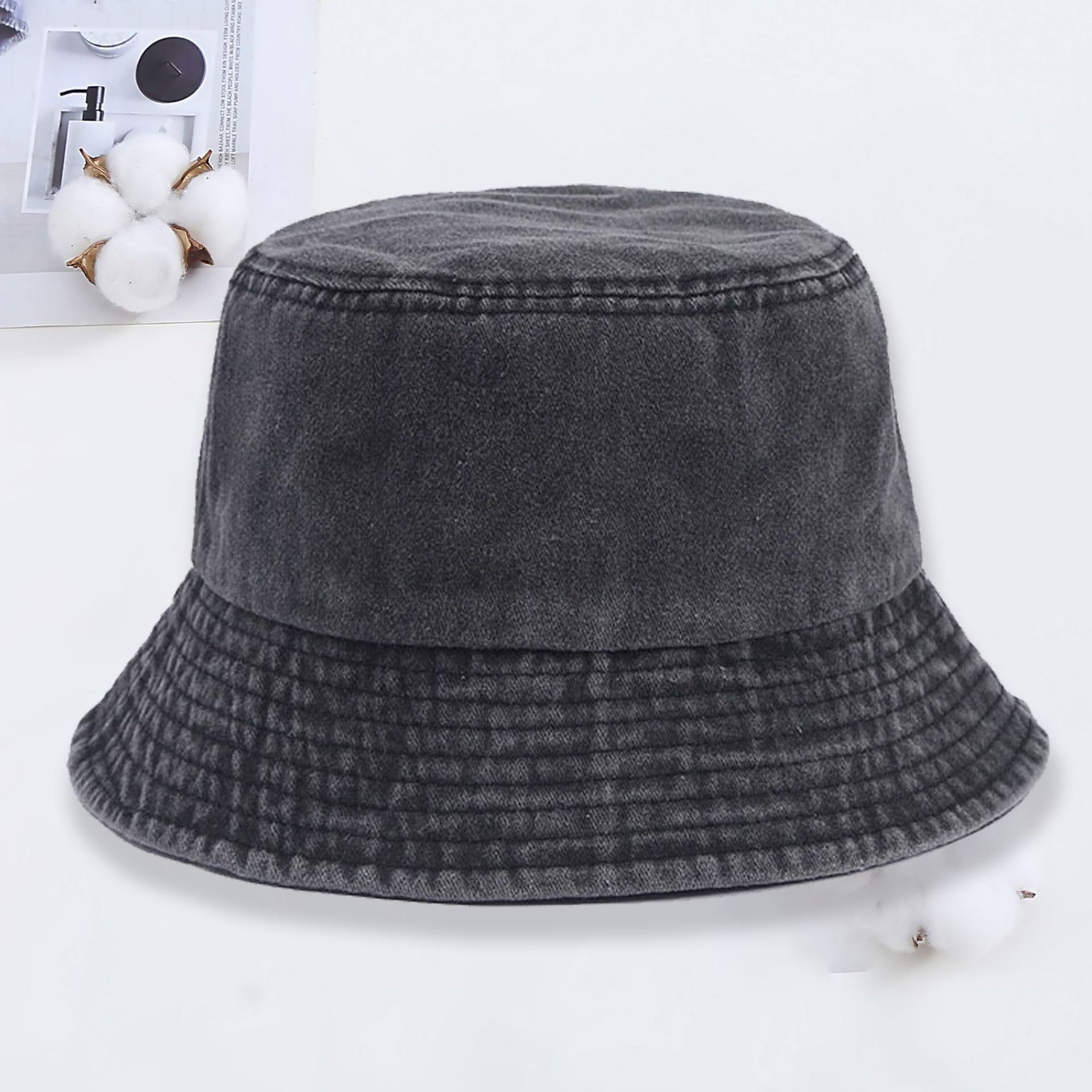 Topi ember denim dengan logo k - Bucket Hat Women ulasan dan harga