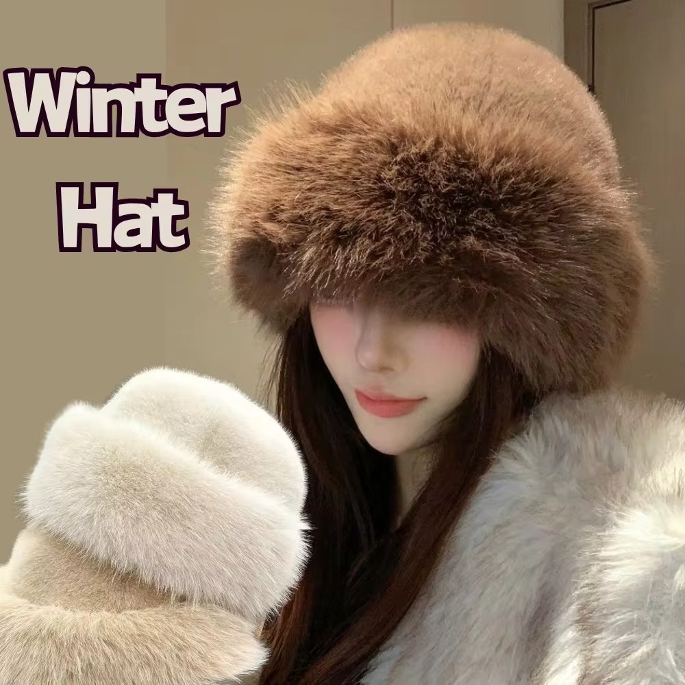 Topi Musim Dingin Bulu Halus B - Bucket Hat Women ulasan dan harga