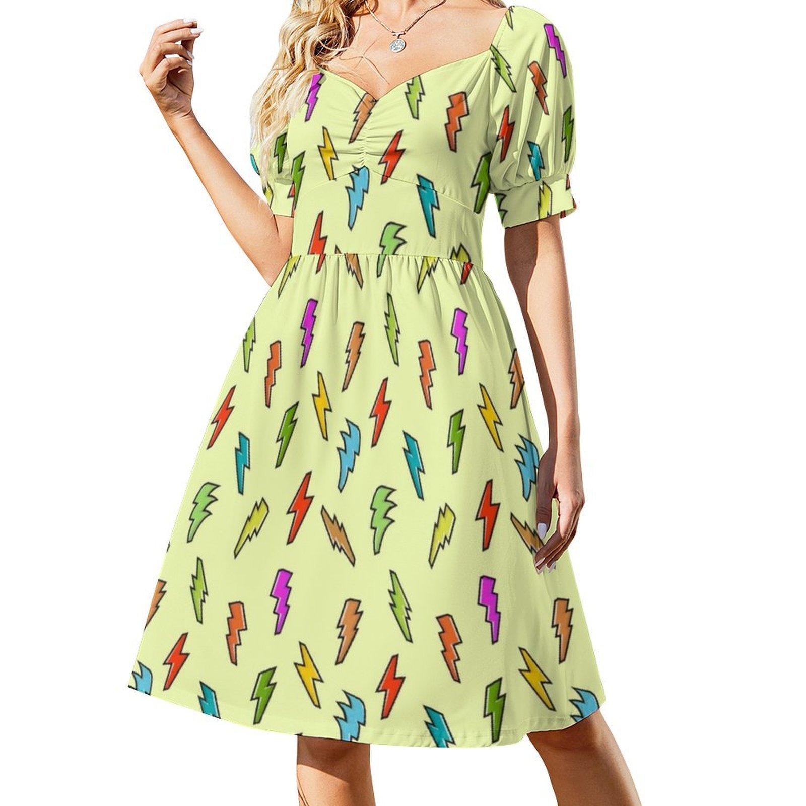 Gaun Boho Chic Pola Petir Gaun - Women Fashion Gown ulasan dan harga