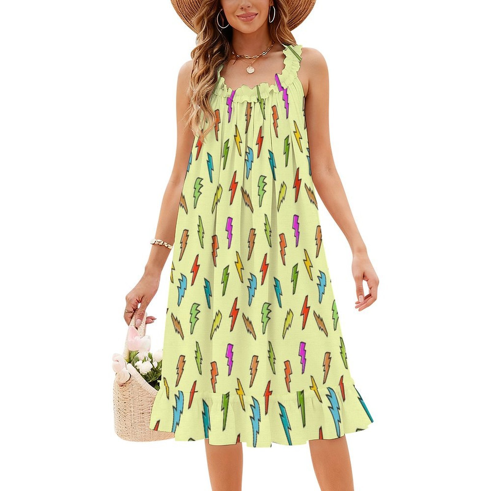 Gaun Boho Chic Pola Petir Gaun - Women Fashion Gown ulasan dan harga