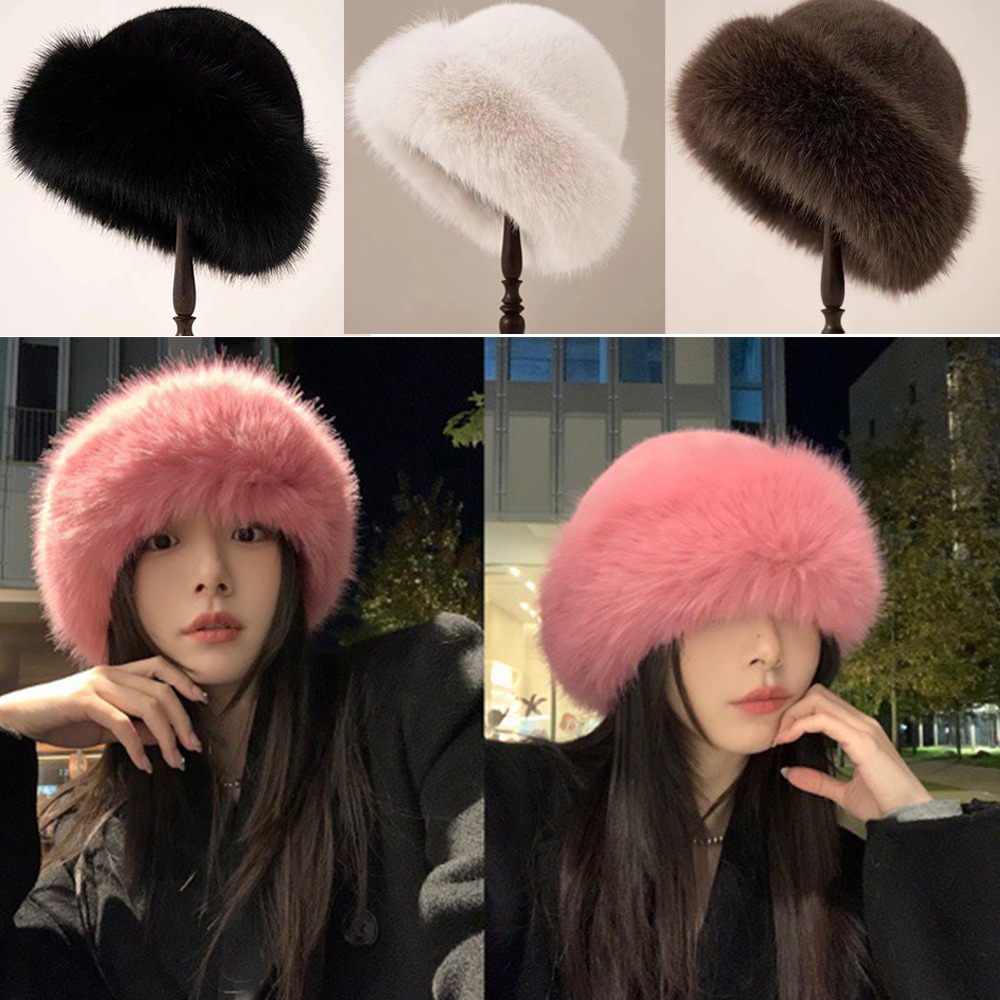Topi Musim Dingin Bulu Halus B - Bucket Hat Women ulasan dan harga